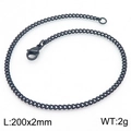 Bracelet gourmette noir minimaliste pour homme avec fermoir mousqueton, 200x2mm - 2mm / Noir