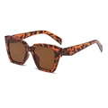 Lunettes de soleil carrées rétro oversize avec monture léopard et verres dégradés marron - Monture Écaille Verre Marron
