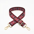 Adjustable 3.8cm ethnic jacquard bag strap with red, black and blue geometric pattern - Red Light Blue Floral