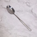 Silver 304 stainless steel spoon with a luxury diamond-encrusted handle for dining - Dinner Spoon / Silver