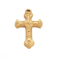 Pendentif croix multicouche en or poli avec figure religieuse en relief de style hip-hop - Doré