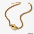 Minimalistische gouden roestvrijstalen dikke gaasketting met een grote ronde bolhanger - Bolhanger (KDD1088) / Goud