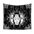 Arazzo bohémien con sole e luna in bianco e nero con stelle e motivi celesti - 73*95CM / Bohemian Mistico Nero