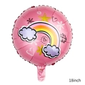 18-inch pink round foil balloon with hand-drawn rainbow, cloud and star patterns - 18 Inch Rainbow Cloud Pink