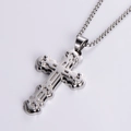 Polished silver multilayered stainless steel cross pendant necklace with box chain - Silver (With Chain)