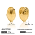 Classic 14K gold-plated stainless steel hammered oval hoop earrings in golden finish - Gold Hammered Oval Style (JDE0305052)