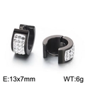 Fashionable black stainless steel earrings with sparkling cubic zirconia crystals - Black-White Stone (KE108273-TGD)