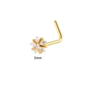 Gold L-shaped nose stud featuring a 3mm clear star-shaped cubic zirconia stone - L-Shape Star Zirconia (Gold)