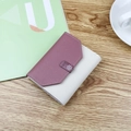 Pink and cream trifold wallet for women with daisy clasp and lychee leather texture - Deep Pink