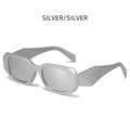 Modern silver square sunglasses with reflective lenses and geometric frame design - Silver Frame Silver Mirrored Lens