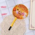Cartoon fan ballpoint pen featuring BT21 characters with a yellow frame and handle - Youth Group Yellow