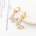 18K gold plated stainless steel butterfly hoop earrings with shell and crystals - White Shell Zirconia Butterfly Style