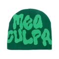 Dunkelgrüne Mea Culpa Jacquard-Strickmütze für Damen im modischen Streetwear-Stil - Grün