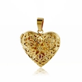 Collar de relicario de corazón de acero inoxidable 316L dorado con patrones de estrellas - Pendant Only (Without Chain) / Dorado