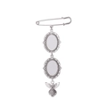 Sublimation DIY photo memorial charm with silver oval frames and angel wing pendant - Angel Double Oval Charms Pin Brooch