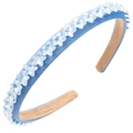 Dettaglio del cerchietto azzurro con paillettes a stella iridescenti e fodera antiscivolo - Blu