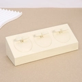 Luxury 3-slot beige microfiber ring and earring display stand in wedge shape - Earring Display Stand / Beige