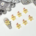 Yellow star resin nail charms with red Christmas hats and Joy lettering for DIY crafts - #5 Christmas Star
