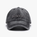 Casquette de baseball gris foncé délavé avec broderie 3D et détails déchirés - Réglable / Noir