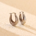 Hochwertige U-förmige S925 Silber-Ohrringe im geschichteten Design für elegante Damen - 925er Silber / Weißgold