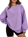 Detail of a purple oversized hoodie with drop shoulder design and premium knit fabric - Lavender