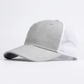 Gray and white patchwork trucker hat with breathable mesh and curved brim for sun protection - Adjustable / Light Grey/White Mesh