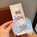 Set mollette per bambine con coda di sirena, stella marina e fiocco con paillettes - Fiocco in Rete Corona Stile Oceano / 4# Fiocco Corona