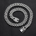 Silberne 12mm Hip-Hop-Panzerkette mit funkelndem Strassbesatz für Herren und Damen - 16 Zoll Silber