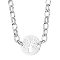 Silver Tree of Life pendant necklace with a thick stainless steel chain in silver finish - Necklace / Silver