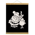 Arte murale di Natale luminosa fai-da-te con Babbo Natale e renna su rotolo di legno - Stile Babbo Natale e renne luminose (GHTS240802)
