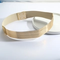 Dettaglio di barre metalliche dorate su cintura elastica con chiusura a quattro bottoni - Oro