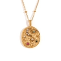 18K gold plated oval necklace with star, moon and eye pendant set with colorful gems - Necklace - Gold