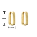 Twisted rope texture gold geometric hoop earrings measuring 20mm height and 12mm width - Rectangular Rope Texture / Small / Gold