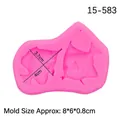 Molde de silicona rosa con escamas de peces tropicales para decoración de pasteles - 1#-Combo de Peces Tropicales / Rosa