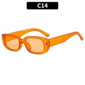 Fashionable orange transparent rectangular sunglasses in retro Y2K style with narrow frames - Jelly Orange Frame Yellow Lens