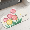 Irregular tulip flower bath mat with pink and yellow floral print on marble tiles - Tulip - B Flower / 30*40cm [standard Diatomaceous Earth Wall]