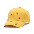 Bright yellow kids baseball cap with colorful cartoon embroidery and dinosaur motifs - 54cm / Yellow