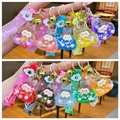 Creative rabbit liquid sand keychain with colorful glitter and sweet heart silicone strap - Leather Strap Keychain Style / Luminous Burst Flashing Tata (Mixed Colors)