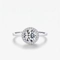 Elegant S925 sterling silver halo ring featuring a brilliant round cubic zirconia stone - Round Halo Style (RHR1554)