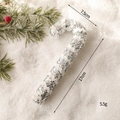 Addobbo natalizio a forma di bastoncino di zucchero argento glitterato 17cm 5,5g - Bastoncino di zucchero bianco argento
