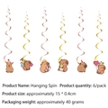Set of 6 Capybara party hanging swirls with cute cartoon character cards for birthday - Hanging Swirl Decorations 6PCS