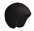 Classic black ribbed knit beanie for men with thick fleece lining for winter warmth - Black No Brim
