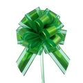 Detailed view of 30# green matte pull bow ribbon with metallic and sheer fabric texture - Dark Green