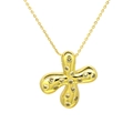 Detailed close-up of a gold clover pendant with inset sparkling crystals on a fine chain - Letter X / Gold