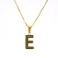 Polished gold stainless steel necklace featuring a minimalist letter E pendant charm - Letter E (Single Pendant)