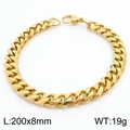 Classic 8mm wide golden stainless steel Cuban chain bracelet with lobster clasp 200mm - 8mm Gold