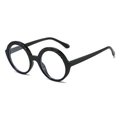 Retro black round frame glasses with unique textured rim and clear lenses - Black Frame