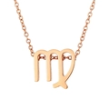 Rose gold Virgo zodiac pendant necklace with polished finish on a minimalist O-chain - Virgo - Rose Gold