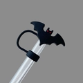 Black silicone bat straw cover with red eyes for Stanley cup accessories protection - Bat Black / 10mm