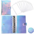 Holographic laser PVC A6 binder notebook with 6-ring metal clip and zipper pockets - Laser A6 Set
